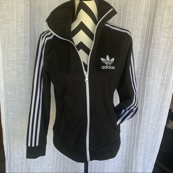 ladies black and white adidas jacket